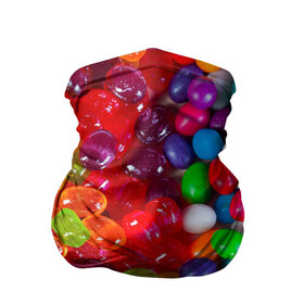 Бандана-труба 3D с принтом Вкусняшки в Екатеринбурге, 100% полиэстер, ткань с особыми свойствами — Activecool | плотность 150‒180 г/м2; хорошо тянется, но сохраняет форму | вкуснотища | вкусняшки | глазурь | карамельки | конфетки | конфеты | мармеладки | сахар | сладости