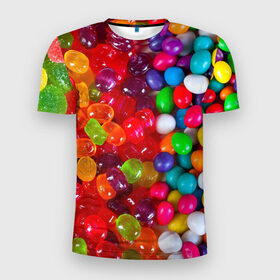 Мужская футболка 3D спортивная с принтом Вкусняшки в Екатеринбурге, 100% полиэстер с улучшенными характеристиками | приталенный силуэт, круглая горловина, широкие плечи, сужается к линии бедра | вкуснотища | вкусняшки | глазурь | карамельки | конфетки | конфеты | мармеладки | сахар | сладости
