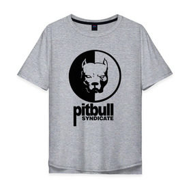 Мужская футболка хлопок Oversize с принтом Питбуль в Екатеринбурге, 100% хлопок | свободный крой, круглый ворот, “спинка” длиннее передней части | питбуль | собака
