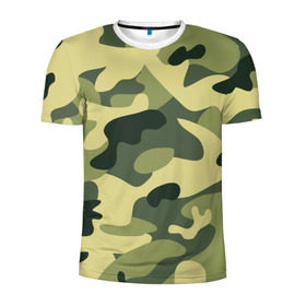 Мужская футболка 3D спортивная с принтом Зелёный камуфляж в Екатеринбурге, 100% полиэстер с улучшенными характеристиками | приталенный силуэт, круглая горловина, широкие плечи, сужается к линии бедра | camouflage | green camouflage | зеленый камуфляж | камуфляж