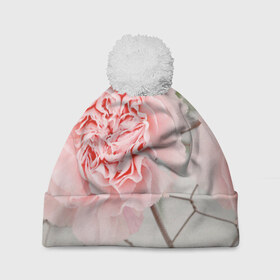 Шапка 3D c помпоном с принтом Розовый цветок в Екатеринбурге, 100% полиэстер | универсальный размер, печать по всей поверхности изделия | женская | природа | растения | розовый | цветок | цветы