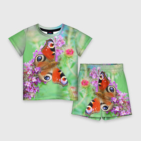 Детский костюм с шортами 3D с принтом Прелесть в Екатеринбурге,  |  | бабочка | лепестки | прикольные картинки | природа | цветочки | цветы