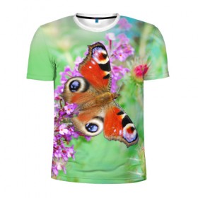 Мужская футболка 3D спортивная с принтом Прелесть в Екатеринбурге, 100% полиэстер с улучшенными характеристиками | приталенный силуэт, круглая горловина, широкие плечи, сужается к линии бедра | бабочка | лепестки | прикольные картинки | природа | цветочки | цветы