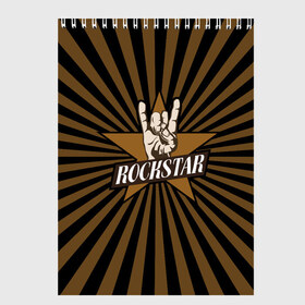 Скетчбук с принтом Rockstar в Екатеринбурге, 100% бумага
 | 48 листов, плотность листов — 100 г/м2, плотность картонной обложки — 250 г/м2. Листы скреплены сверху удобной пружинной спиралью | hard | metal | music | rock | металл | музыка | рок | рок звезда