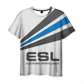 Мужская футболка 3D с принтом ESL в Екатеринбурге, 100% полиэфир | прямой крой, круглый вырез горловины, длина до линии бедер | cs go | cyber | dota 2 | progamer | sport | киберспорт