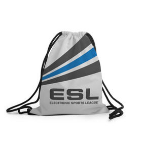 Рюкзак-мешок 3D с принтом ESL в Екатеринбурге, 100% полиэстер | плотность ткани — 200 г/м2, размер — 35 х 45 см; лямки — толстые шнурки, застежка на шнуровке, без карманов и подкладки | cs go | cyber | dota 2 | progamer | sport | киберспорт