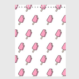 Скетчбук с принтом Мороженое розовое в Екатеринбурге, 100% бумага
 | 48 листов, плотность листов — 100 г/м2, плотность картонной обложки — 250 г/м2. Листы скреплены сверху удобной пружинной спиралью | Тематика изображения на принте: ice cream | мода | мороженое | тренд