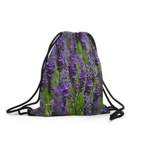Рюкзак-мешок 3D с принтом Лаванда в Екатеринбурге, 100% полиэстер | плотность ткани — 200 г/м2, размер — 35 х 45 см; лямки — толстые шнурки, застежка на шнуровке, без карманов и подкладки | зеленый | зелень | лаванда | лето | поле | природа | синий | цветы