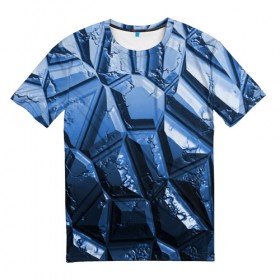 Мужская футболка 3D с принтом Каменная кладка синяя в Екатеринбурге, 100% полиэфир | прямой крой, круглый вырез горловины, длина до линии бедер | камень | синий | текстура