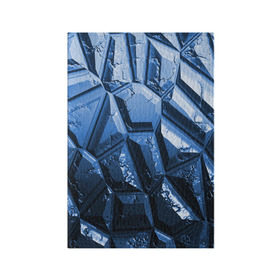 Обложка для паспорта матовая кожа с принтом Каменная кладка синяя в Екатеринбурге, натуральная матовая кожа | размер 19,3 х 13,7 см; прозрачные пластиковые крепления | Тематика изображения на принте: камень | синий | текстура