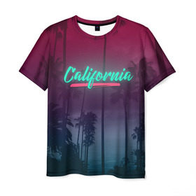 Мужская футболка 3D с принтом California в Екатеринбурге, 100% полиэфир | прямой крой, круглый вырез горловины, длина до линии бедер | america | california | city | state | sun. summer | америка | город | калифорния | лето | солнце | штат