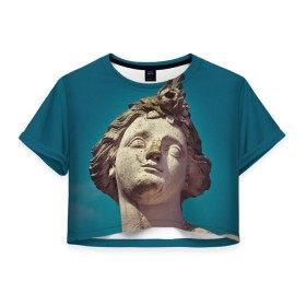 Женская футболка 3D укороченная с принтом Статуя в Екатеринбурге, 100% полиэстер | круглая горловина, длина футболки до линии талии, рукава с отворотами | греция | искусство | мрамор | рим | скульптура | статуя