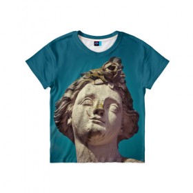 Детская футболка 3D с принтом Статуя в Екатеринбурге, 100% гипоаллергенный полиэфир | прямой крой, круглый вырез горловины, длина до линии бедер, чуть спущенное плечо, ткань немного тянется | греция | искусство | мрамор | рим | скульптура | статуя