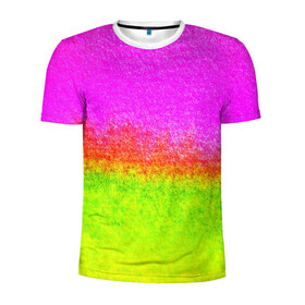 Мужская футболка 3D спортивная с принтом color в Екатеринбурге, 100% полиэстер с улучшенными характеристиками | приталенный силуэт, круглая горловина, широкие плечи, сужается к линии бедра | кислотный | яркий
