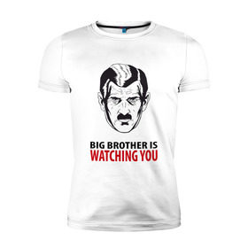 Мужская футболка премиум с принтом Big Brother is watching you в Екатеринбурге, 92% хлопок, 8% лайкра | приталенный силуэт, круглый вырез ворота, длина до линии бедра, короткий рукав | 1984 | большой брат | джордж оурелл