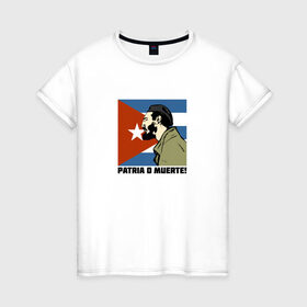 Женская футболка хлопок с принтом Фидель Кастро в Екатеринбурге, 100% хлопок | прямой крой, круглый вырез горловины, длина до линии бедер, слегка спущенное плечо | 