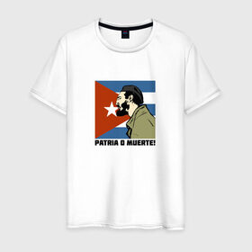 Мужская футболка хлопок с принтом Фидель Кастро в Екатеринбурге, 100% хлопок | прямой крой, круглый вырез горловины, длина до линии бедер, слегка спущенное плечо. | Тематика изображения на принте: 
