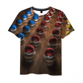 Мужская футболка 3D с принтом Wood в Екатеринбурге, 100% полиэфир | прямой крой, круглый вырез горловины, длина до линии бедер | bulbasaur | pikachu | pokemon | squirtle | бальбазар | пикачу | покемон | сквиртл
