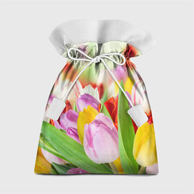 Подарочный 3D мешок с принтом Мир тюльпанов в Екатеринбурге, 100% полиэстер | Размер: 29*39 см | арт | краска | лето | лучи | любовь | новинки | популярные | природа | рисунки | свет | цветы