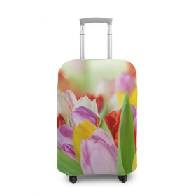 Чехол для чемодана 3D с принтом Мир тюльпанов в Екатеринбурге, 86% полиэфир, 14% спандекс | двустороннее нанесение принта, прорези для ручек и колес | арт | краска | лето | лучи | любовь | новинки | популярные | природа | рисунки | свет | цветы