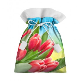 Подарочный 3D мешок с принтом Полевые тюльпаны в Екатеринбурге, 100% полиэстер | Размер: 29*39 см | Тематика изображения на принте: арт | краска | лето | лучи | любовь | новинки | популярные | природа | рисунки | свет | цветы