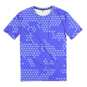 Мужская футболка 3D с принтом Кибер камуфляж 7 в Екатеринбурге, 100% полиэфир | прямой крой, круглый вырез горловины, длина до линии бедер | пиксели | сиреневый | точки