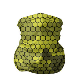 Бандана-труба 3D с принтом Кибер камуфляж 8 в Екатеринбурге, 100% полиэстер, ткань с особыми свойствами — Activecool | плотность 150‒180 г/м2; хорошо тянется, но сохраняет форму | желтый | соты