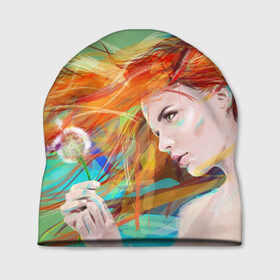 Шапка 3D с принтом Летняя пора в Екатеринбурге, 100% полиэстер | универсальный размер, печать по всей поверхности изделия | lineking | вектор | волосы на ветру | девушка | краски | модель | одуванчик | рыжая