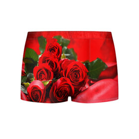 Мужские трусы 3D с принтом Розы в Екатеринбурге, 50% хлопок, 50% полиэстер | классическая посадка, на поясе мягкая тканевая резинка | букет | красная | лепесток | разноцветная | роза | цветок