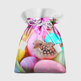 Подарочный 3D мешок с принтом Пасхальные яйца в Екатеринбурге, 100% полиэстер | Размер: 29*39 см | Тематика изображения на принте: пасха | праздник | птичка