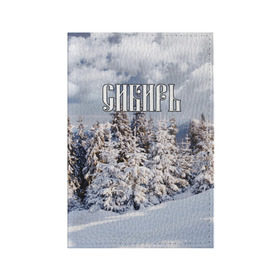 Обложка для паспорта матовая кожа с принтом Сибирь в Екатеринбурге, натуральная матовая кожа | размер 19,3 х 13,7 см; прозрачные пластиковые крепления | Тематика изображения на принте: ель | лес | небо | облака | природа | снег | сосна | сугробы | тайга | хвоя