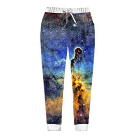 Женские брюки 3D с принтом Nebula in Space в Екатеринбурге, полиэстер 100% | прямой крой, два кармана без застежек по бокам, с мягкой трикотажной резинкой на поясе и по низу штанин. В поясе для дополнительного комфорта — широкие завязки | 