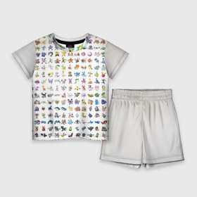 Детский костюм с шортами 3D с принтом Wall в Екатеринбурге,  |  | bulbasaur | pikachu | pokemon | squirtle | бальбазар | пикачу | покемон | сквиртл