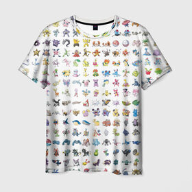 Мужская футболка 3D с принтом Wall в Екатеринбурге, 100% полиэфир | прямой крой, круглый вырез горловины, длина до линии бедер | bulbasaur | pikachu | pokemon | squirtle | бальбазар | пикачу | покемон | сквиртл