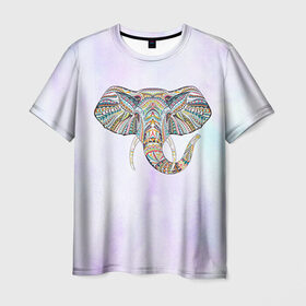 Мужская футболка 3D с принтом Слон в Екатеринбурге, 100% полиэфир | прямой крой, круглый вырез горловины, длина до линии бедер | Тематика изображения на принте: слон