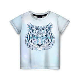 Детская футболка 3D с принтом Тигр в Екатеринбурге, 100% гипоаллергенный полиэфир | прямой крой, круглый вырез горловины, длина до линии бедер, чуть спущенное плечо, ткань немного тянется | тигр