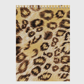 Скетчбук с принтом Леопардовая ткань в Екатеринбурге, 100% бумага
 | 48 листов, плотность листов — 100 г/м2, плотность картонной обложки — 250 г/м2. Листы скреплены сверху удобной пружинной спиралью | Тематика изображения на принте: гепард | гламур | леопард | мода | пятна | роскошь | ткань | точки | шерсть