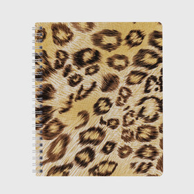 Тетрадь с принтом Леопардовая ткань в Екатеринбурге, 100% бумага | 48 листов, плотность листов — 60 г/м2, плотность картонной обложки — 250 г/м2. Листы скреплены сбоку удобной пружинной спиралью. Уголки страниц и обложки скругленные. Цвет линий — светло-серый
 | Тематика изображения на принте: гепард | гламур | леопард | мода | пятна | роскошь | ткань | точки | шерсть