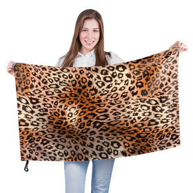 Флаг 3D с принтом Леопардовая шкура в Екатеринбурге, 100% полиэстер | плотность ткани — 95 г/м2, размер — 67 х 109 см. Принт наносится с одной стороны | гепард | гламур | леопард | мода | роскошь | шерсть