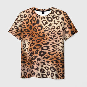 Мужская футболка 3D с принтом Леопардовая шкура в Екатеринбурге, 100% полиэфир | прямой крой, круглый вырез горловины, длина до линии бедер | Тематика изображения на принте: гепард | гламур | леопард | мода | роскошь | шерсть