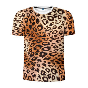 Мужская футболка 3D спортивная с принтом Леопардовая шкура в Екатеринбурге, 100% полиэстер с улучшенными характеристиками | приталенный силуэт, круглая горловина, широкие плечи, сужается к линии бедра | Тематика изображения на принте: гепард | гламур | леопард | мода | роскошь | шерсть