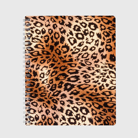Тетрадь с принтом Леопардовая шкура в Екатеринбурге, 100% бумага | 48 листов, плотность листов — 60 г/м2, плотность картонной обложки — 250 г/м2. Листы скреплены сбоку удобной пружинной спиралью. Уголки страниц и обложки скругленные. Цвет линий — светло-серый
 | Тематика изображения на принте: гепард | гламур | леопард | мода | роскошь | шерсть
