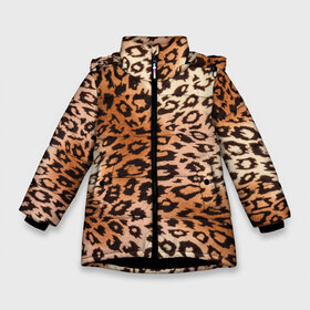 Зимняя куртка для девочек 3D с принтом Леопардовая шкура в Екатеринбурге, ткань верха — 100% полиэстер; подклад — 100% полиэстер, утеплитель — 100% полиэстер. | длина ниже бедра, удлиненная спинка, воротник стойка и отстегивающийся капюшон. Есть боковые карманы с листочкой на кнопках, утяжки по низу изделия и внутренний карман на молнии. 

Предусмотрены светоотражающий принт на спинке, радужный светоотражающий элемент на пуллере молнии и на резинке для утяжки. | гепард | гламур | леопард | мода | роскошь | шерсть