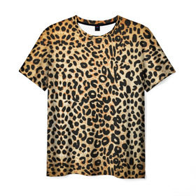 Мужская футболка 3D с принтом Гепард (шкура) в Екатеринбурге, 100% полиэфир | прямой крой, круглый вырез горловины, длина до линии бедер | Тематика изображения на принте: гепард | гламур | леопард | мода | пятна | роскошь | ткань | точки | шерсть