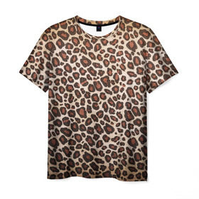 Мужская футболка 3D с принтом Шкура гепарда в Екатеринбурге, 100% полиэфир | прямой крой, круглый вырез горловины, длина до линии бедер | гепард | гламур | леопард | мода | пятна | роскошь | ткань | точки | шерсть
