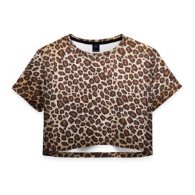 Женская футболка 3D укороченная с принтом Шкура гепарда в Екатеринбурге, 100% полиэстер | круглая горловина, длина футболки до линии талии, рукава с отворотами | гепард | гламур | леопард | мода | пятна | роскошь | ткань | точки | шерсть