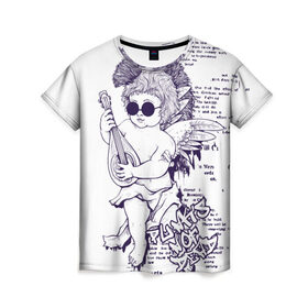 Женская футболка 3D с принтом Нежный ангел в Екатеринбурге, 100% полиэфир ( синтетическое хлопкоподобное полотно) | прямой крой, круглый вырез горловины, длина до линии бедер | ангел | граффити | музыка | новинки | популярное | хиппи