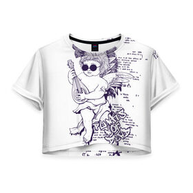 Женская футболка 3D укороченная с принтом Нежный ангел в Екатеринбурге, 100% полиэстер | круглая горловина, длина футболки до линии талии, рукава с отворотами | ангел | граффити | музыка | новинки | популярное | хиппи