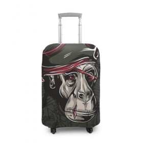 Чехол для чемодана 3D с принтом Старый пират в Екатеринбурге, 86% полиэфир, 14% спандекс | двустороннее нанесение принта, прорези для ручек и колес | обезьяна | шимпанзе