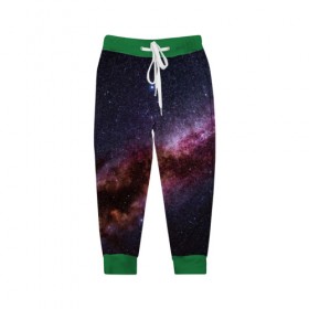 Детские брюки 3D с принтом Млечный путь в Екатеринбурге, 100% полиэстер | манжеты по низу, эластичный пояс регулируется шнурком, по бокам два кармана без застежек, внутренняя часть кармана из мелкой сетки | вселенная | галактика | звёзды | космическое пространство | космос | созвездие